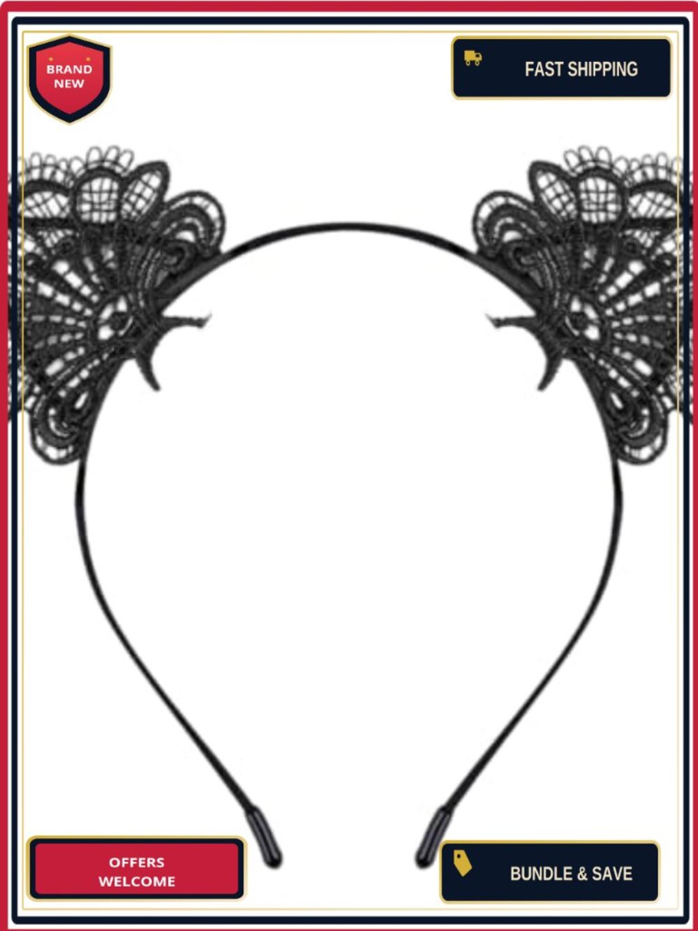 Lace Cat Ears Headband Cosplay Halloween Hair Accessory